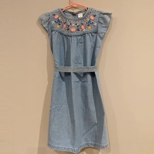 Carter's Chambray Dress with Embroidered Flowers